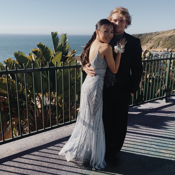 Blue/grey beaded prom dress, ONLY WORN ONCE - Picture 5 of 5